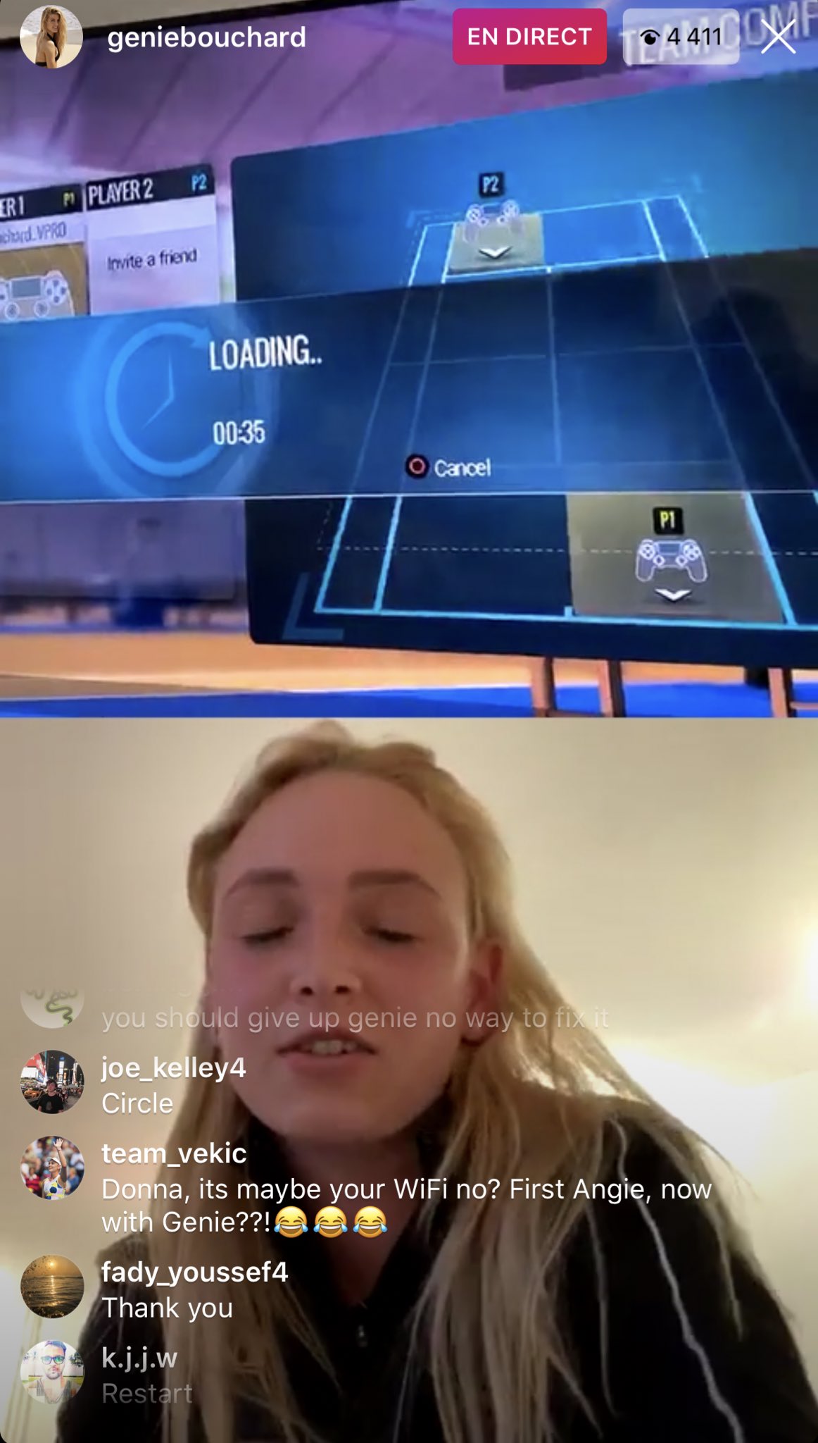 Team Vekic First Against Angeliquekerber And Now Against Geniebouchard Donna Your Wifi Is Starting To Die Or Its Maybe A Tactics Cause You Was Break Down Donnavekic