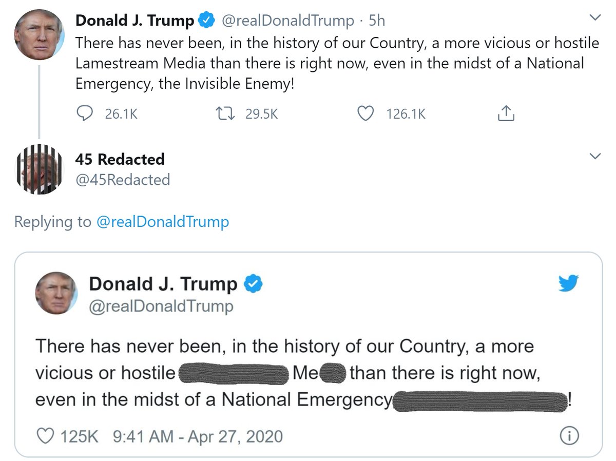 45Redacted's tweet image. #IMPOTUS #MondayMotivation #ImpeachedForLife #ToiletTrump #LaughingStock #Pelosi #MoscowMitch #StableGenius #Resign #Impeach #Corrupt #Contempt #BlueWave #Resist #Resistance #TheResistance #Indivisible #ImpeachTrump #FBR #Redacted #Politics #Humor #Funny #Satire #Parody #News