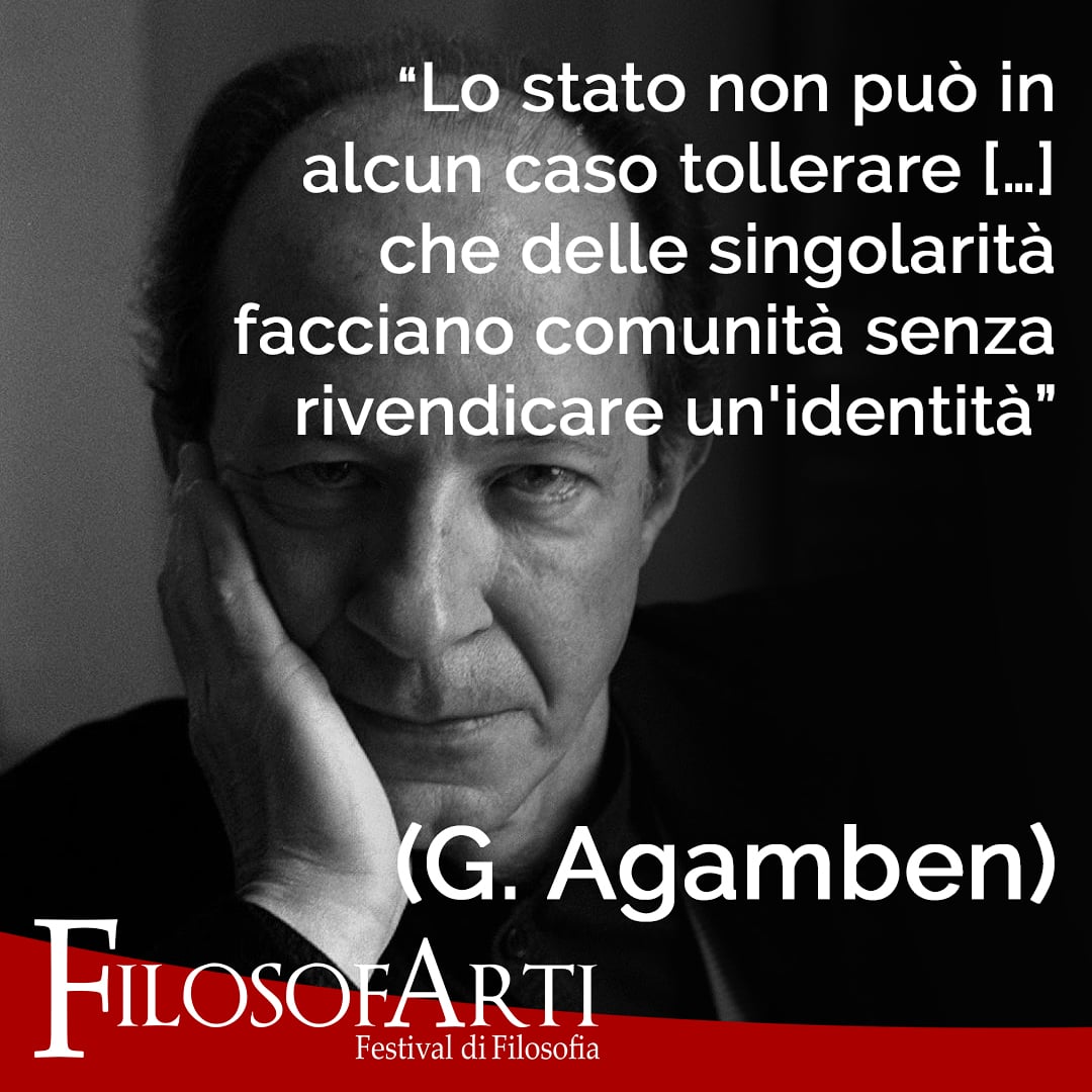 filosofarti's tweet photo. "Lo stato non può in alcun caso tollerare […] che delle singolarità facciano comunità senza rivendicare un'identità"

(G. Agamben)

#Aforismi #Filosofia #Filosofarti https://t.co/TQsQI4G1G0