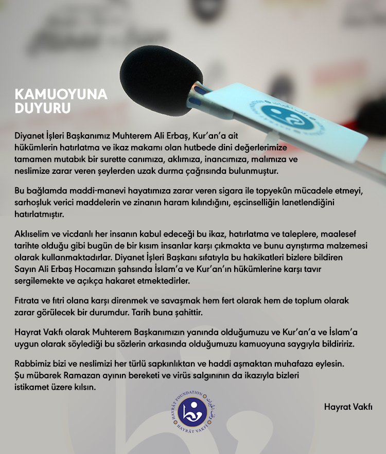 Kamuoyuna Duyuru
#AliErbasYalnizDegildir 

hayratvakfi.org/index.php/2020…