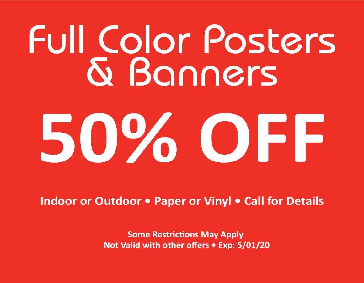 copysource's tweet image. As these trying times continue, getting your message out to the public is as important as ever. For this reason, we are continuing our offer on posters and banners through the remainder of the month of April. Please visit our website, call us, or email us today for a free quote!
