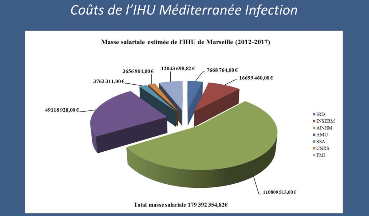 Juste comme ça à titre de comparaison, la seule masse salariale de l’IHU Méditerranée dirigé par Raoult coûte environ 30 millions d’euros par an.La paille la poutre tout ça... 
