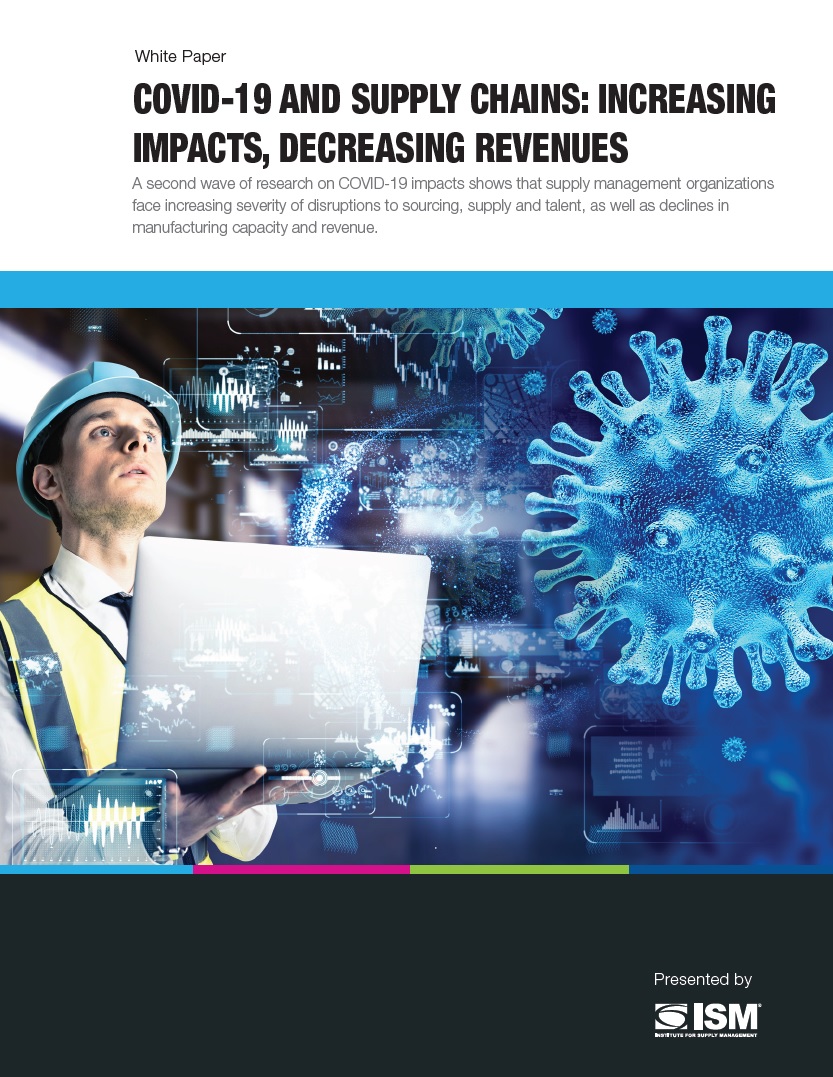 .<a href="/ISM/">Institute for Supply Management</a> continues to closely monitor how #procurement organizations are combating #coronavirus/#COVID19. Our latest white paper details the most pressing issues, including increased disruption severity and declines in revenue and capacity. Download it here: bit.ly/2W2Duth
