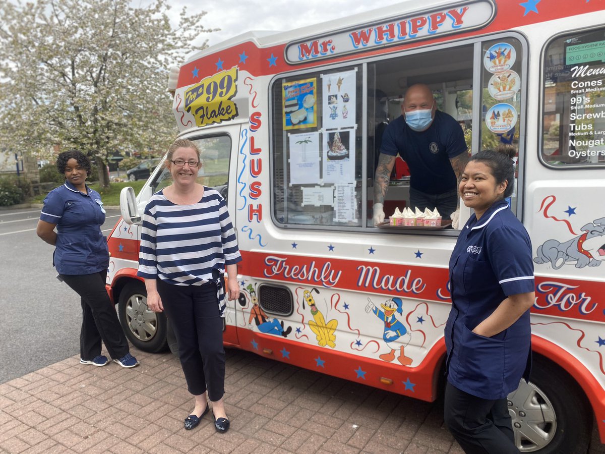 Surprise visit from the local Mr Whippy today - Free Ice Cream for all at Sandringham! <a href="/samjbright/">Sam J Bright</a> <a href="/tpalmer321/">Tracey Palmer</a> <a href="/PGreatbanks/">Patricia greatbanks</a> <a href="/RuthieBurrows/">Ruth Burrows</a> <a href="/Carolcousins3/">Carol Cousins</a> @FourSeasonsHCUK