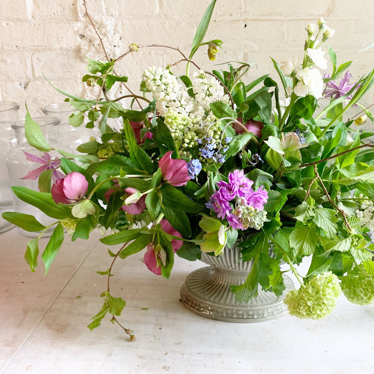 Garden flowers and British grown stocks for this arrangement which is being delivered to a clients doorstep #gardenflowers #Britishflowers