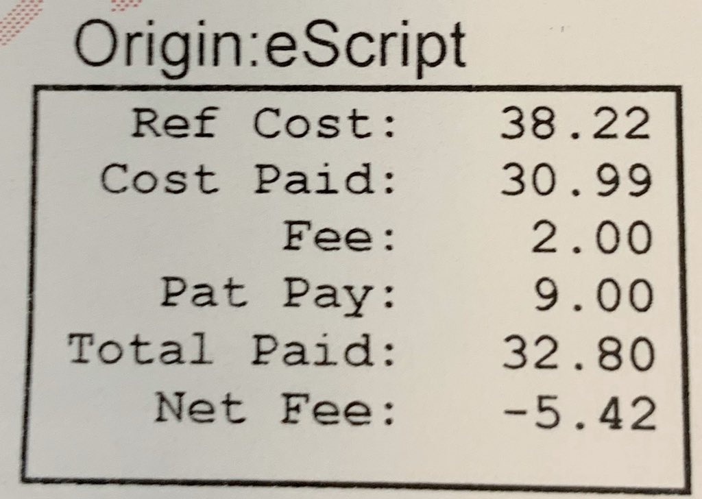 citizenRPh's tweet photo. What is a prescription worth? According to PBMs - less than the ingredients https://t.co/nvlfrBWAww