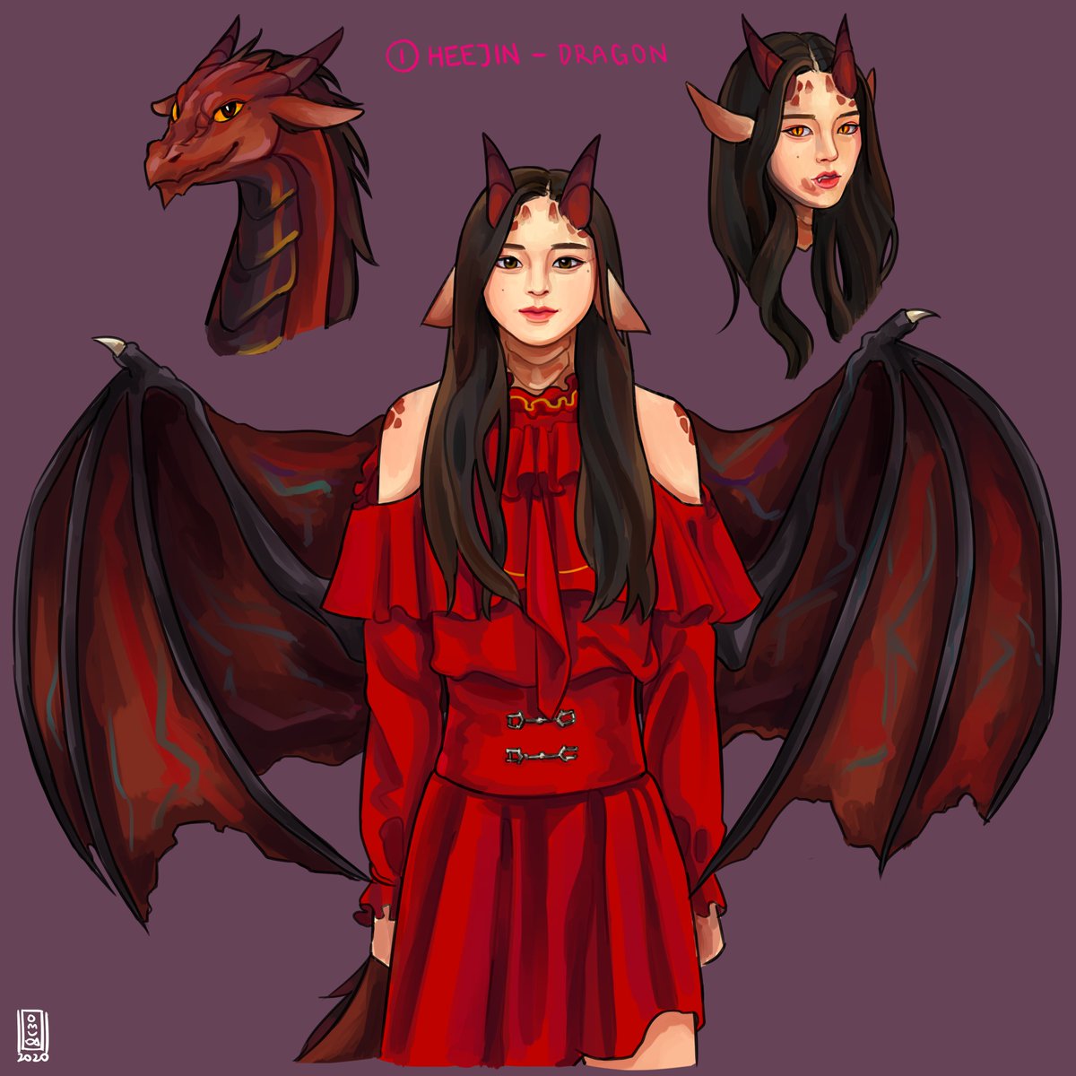 loona as mythical creatures! a thread1. heejin - dragon #LOONA  #loonafanart  #HeeJin  #이달의소녀  #희진