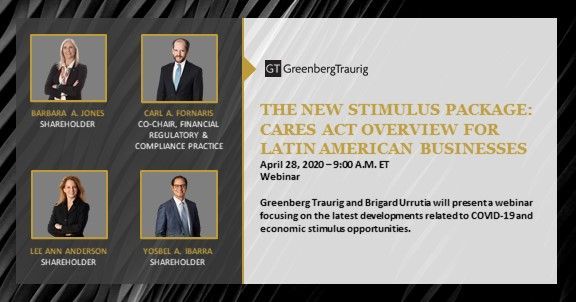 Six <a href="/GT_Law/">Greenberg Traurig LLP</a> attorneys will be presenting a webinar on the new stimulus package for Latin American businesses on April 28 at 8:00 AM. (Bogota, Colombia time). buff.ly/3cSEOpE #covid19 #stimuluspackage #latinamerica
