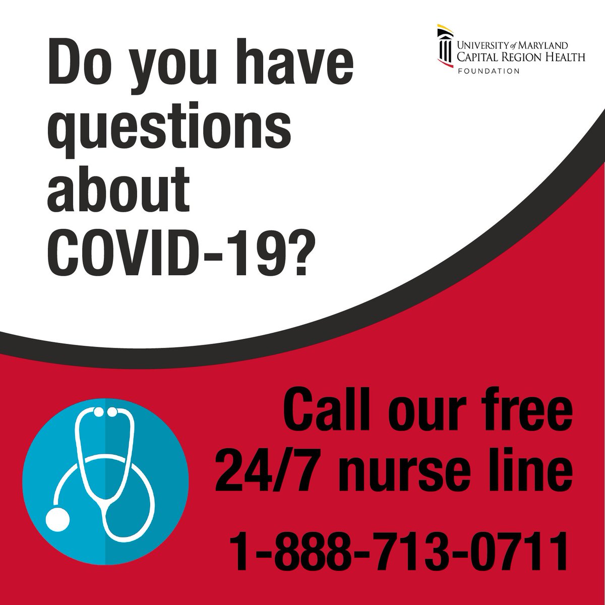 UMCapFoundation's tweet photo. As COVID-19 continues to spread, we're working to keep our community safe. Bringing you up-to-date and accurate information is an important part of that effort. Visit https://t.co/HNh1fSDgKh 
or call our FREE Nurse Call Line - https://t.co/sFHFx9uP3y or call 1-888-713-0711 https://t.co/zlpVx7NV6J