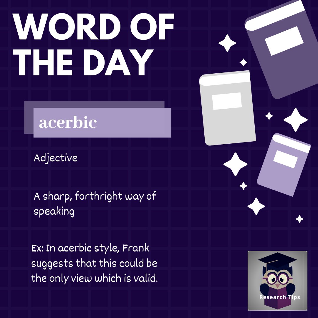 theacademiclib's tweet image. Do you know any academics with an acerbic style?😄😌

#wordoftheday #academicstudy #researchskills