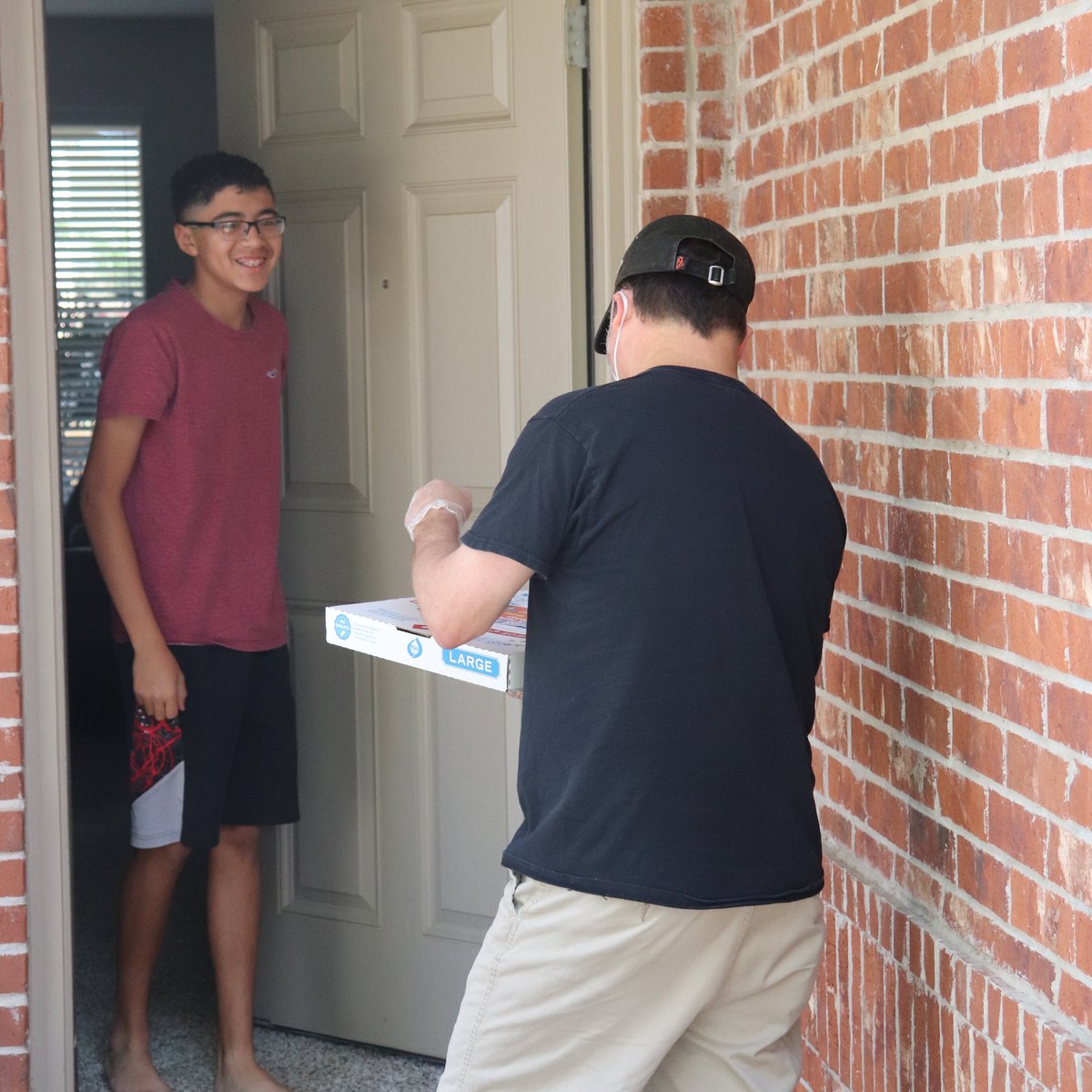 NISD's tweet photo. It looks like pizza, but @NISDBernal art teacher John Davis is delivering art supplies to students! @Dominos donated boxes which he filled w/paint, paper, pencils &amp; more. That's one way to 'think outside the box' during distance learning! #NISDAtHome #TeachersCan #ThankATeacher https://t.co/HHQ9Ktq30L