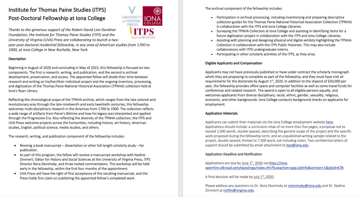 TheITPS's tweet photo. Job🚨: the #ITPS is thrilled to partner with @uvapress for a new two-year post-doctoral fellowship. The full-time position involves working in the #TPNHA archive @ionacollege and a UVAP publishing opportunity. Applications due June 1st, details⬇ and:https://t.co/yypQ1qdEkH https://t.co/PgpW4S697p