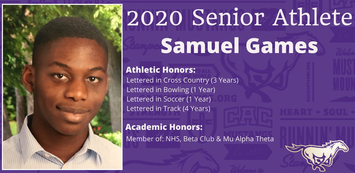 CACAthletics's tweet photo. SENIOR ATHLETE RECOGNITION: Today we honor our 2020 Track Seniors for their hard work and achievements! #GoMustangs https://t.co/AbOgbOKgpN