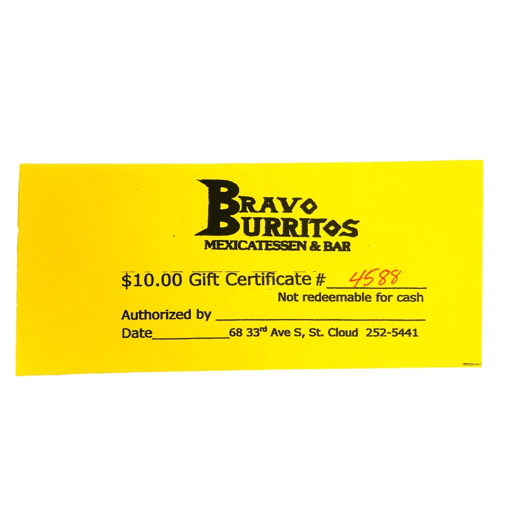 Bravo Burritos Gift Certificate bravoburritos.com/product/giftce…