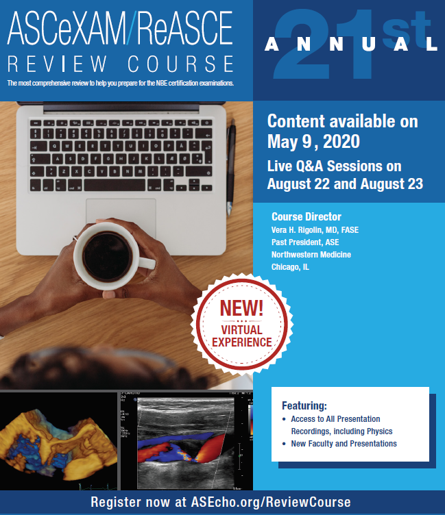 American Society of Echocardiography (@ase360) on Twitter photo The <a href="/NBE_96/">National Board of Echocardiography</a> ASCeXAM/ReASCE Board Exams may be later this year, but you can get great education to help you prepare starting Sat, May 9. #EchoReivew will offer access to recordings & PDF slides of all presentations, including physics plus a live Q&A ASEcho.org/ReviewCourse The <a href="/NBE_96/">National Board of Echocardiography</a> ASCeXAM/ReASCE Board Exams may be later this year, but you can get great education to help you prepare starting Sat, May 9. #EchoReivew will offer access to recordings & PDF slides of all presentations, including physics plus a live Q&A ASEcho.org/ReviewCourse