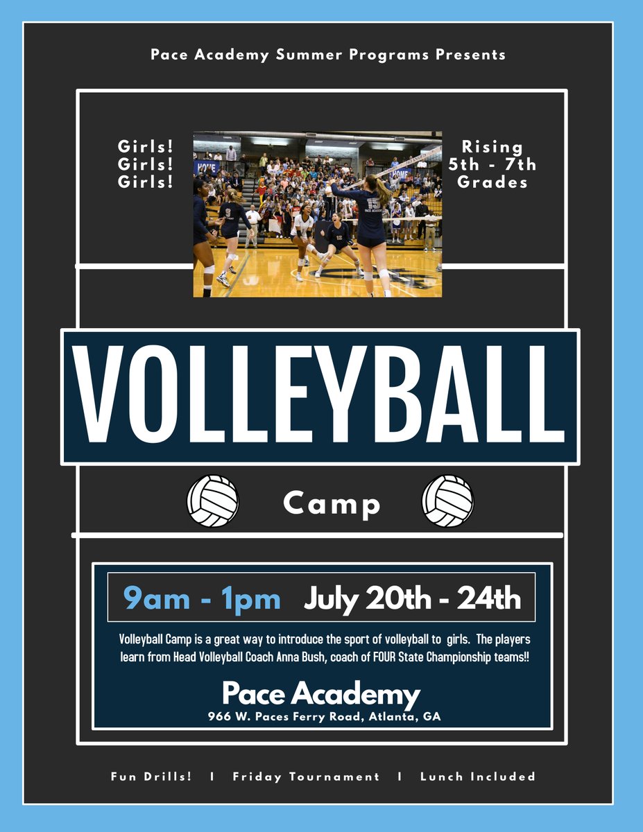 Girls' Volleyball Camp will be an 'Ace!' in July! More information and camper registration is available at paceacademy.org/programs/summe…