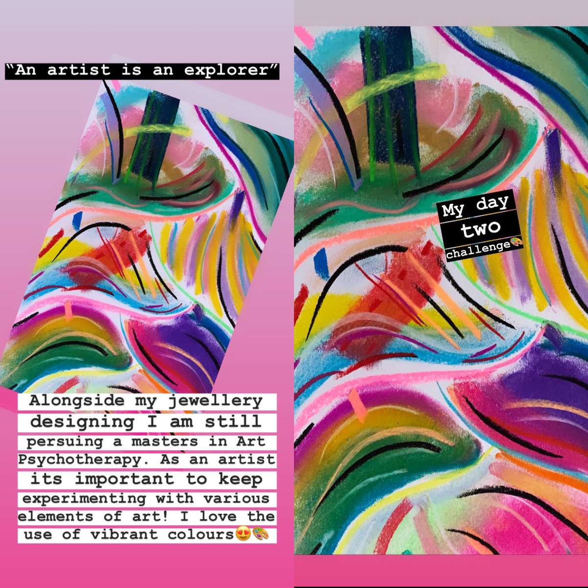 mcassidydesign's tweet photo. I am taking part in a 7 day challenge with artist Zara Lyness. We are just finished day two &amp; I cannot wait to see what we create over the next few days🎨 #artistsatwork https://t.co/fwjIQP3Sm0