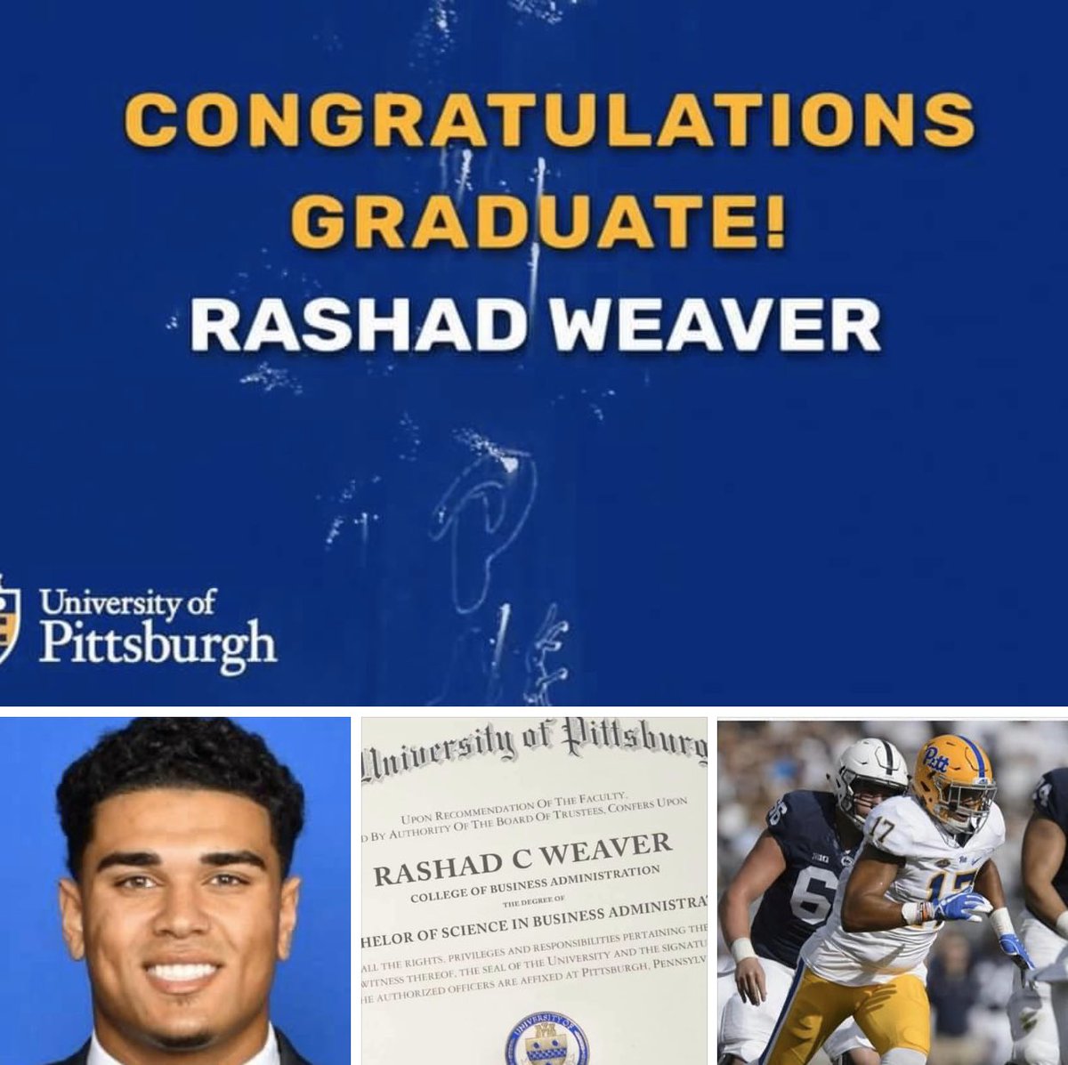 He Did It!!!!!! @R_Weaver17 I love you Son!!!! #CollegeGraduate #DoubleMajor #UniversityOfPittsburgh #Athlete #Scholar #HardWork #Determination #SelfMotivation