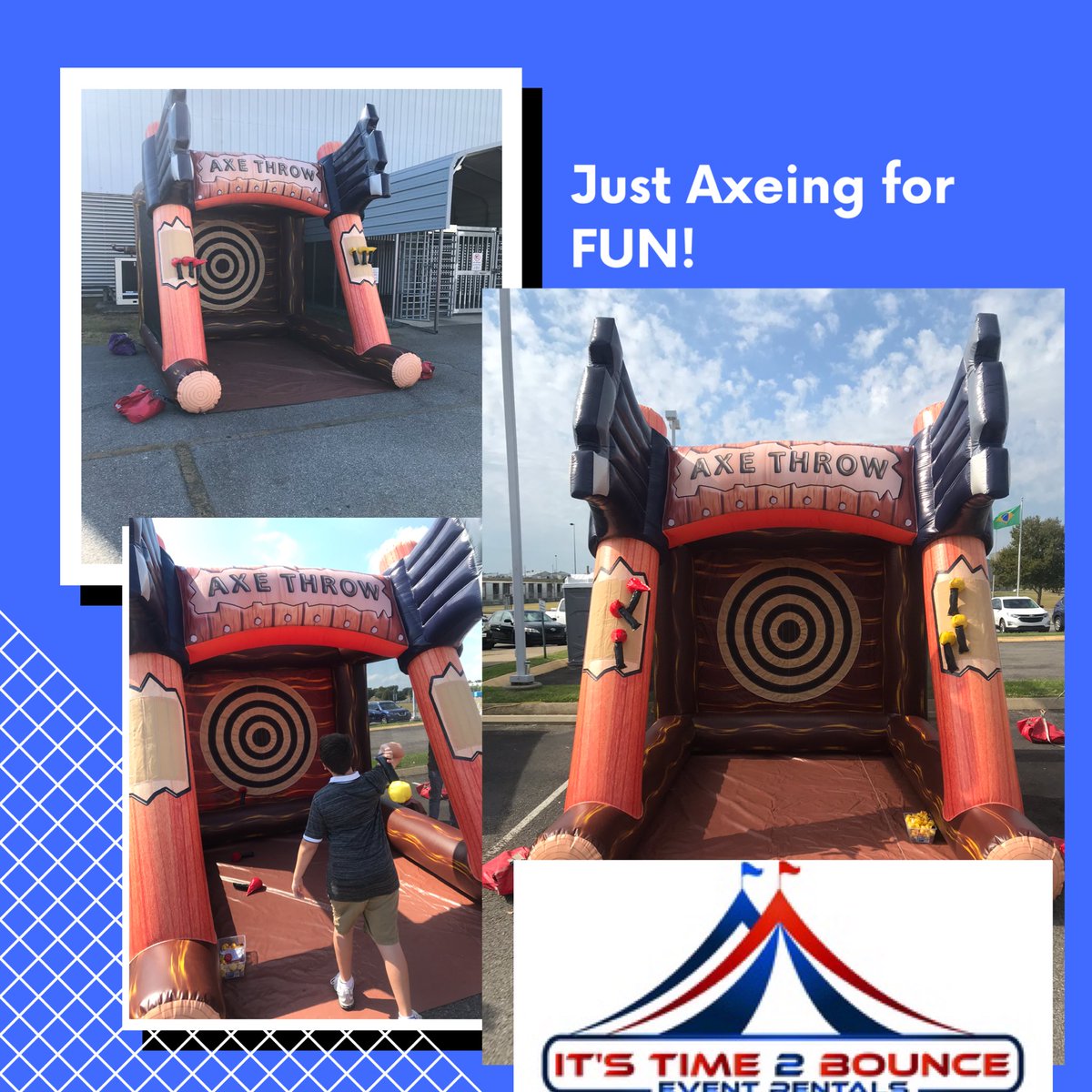 Who wouldn’t like to have a little social distancing with our portable Axe Throwing game. #Bouncehouse #Nashvillefun #inflatables #partyideas #birthday #outdoorfun #gametime #lockdownhustle #eventplanners