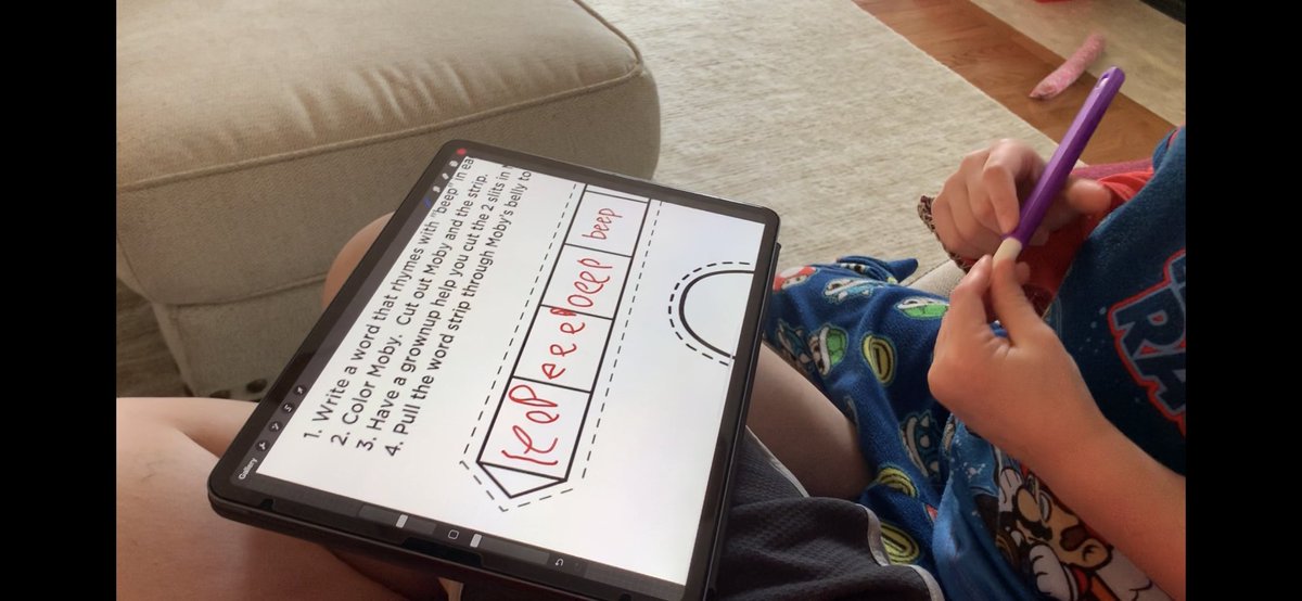NoliSmom's tweet photo. Wow! The struggle was real today, but we made it through his whole reading lesson and some writing. I even got him to write his friend a letter to mail back. ✏️ 📚 @MsWisnieski @DebbieJ_111 #hmeskinder https://t.co/JLfSdPqgxG