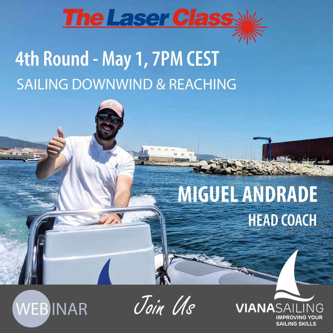 TheLaserClass's tweet image. The Laser Class is excited to welcome back Miguel Andrade for another webinar on May 1 at 7pm CEST! This next webinar will focus on sailing downwind and reaching ⛵️ TLC members can email info@thelaserclass.com to register for the event! #TheLaserClass