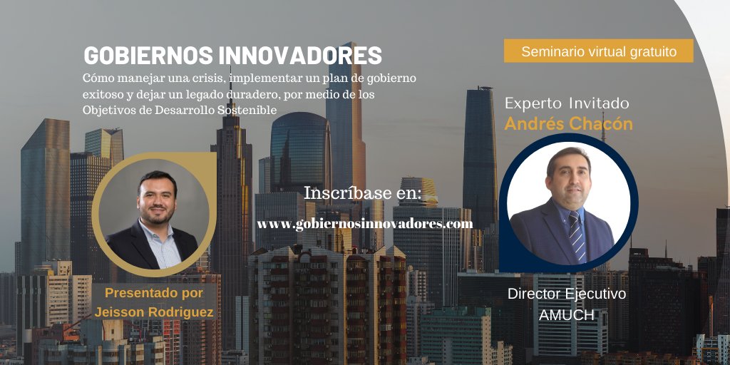 Cómo articular niveles de gobierno, formar líderes y fortalecer el servicio público. El ejemplo de Chile en la implementación de los #ODS en una fabulosa charla con Andrés Chacón de <a href="/AmuchChile/">AMUCH - Asociación de Municipalidades de Chile</a> ¡Inscríbete en bit.ly/2x2WY8Z