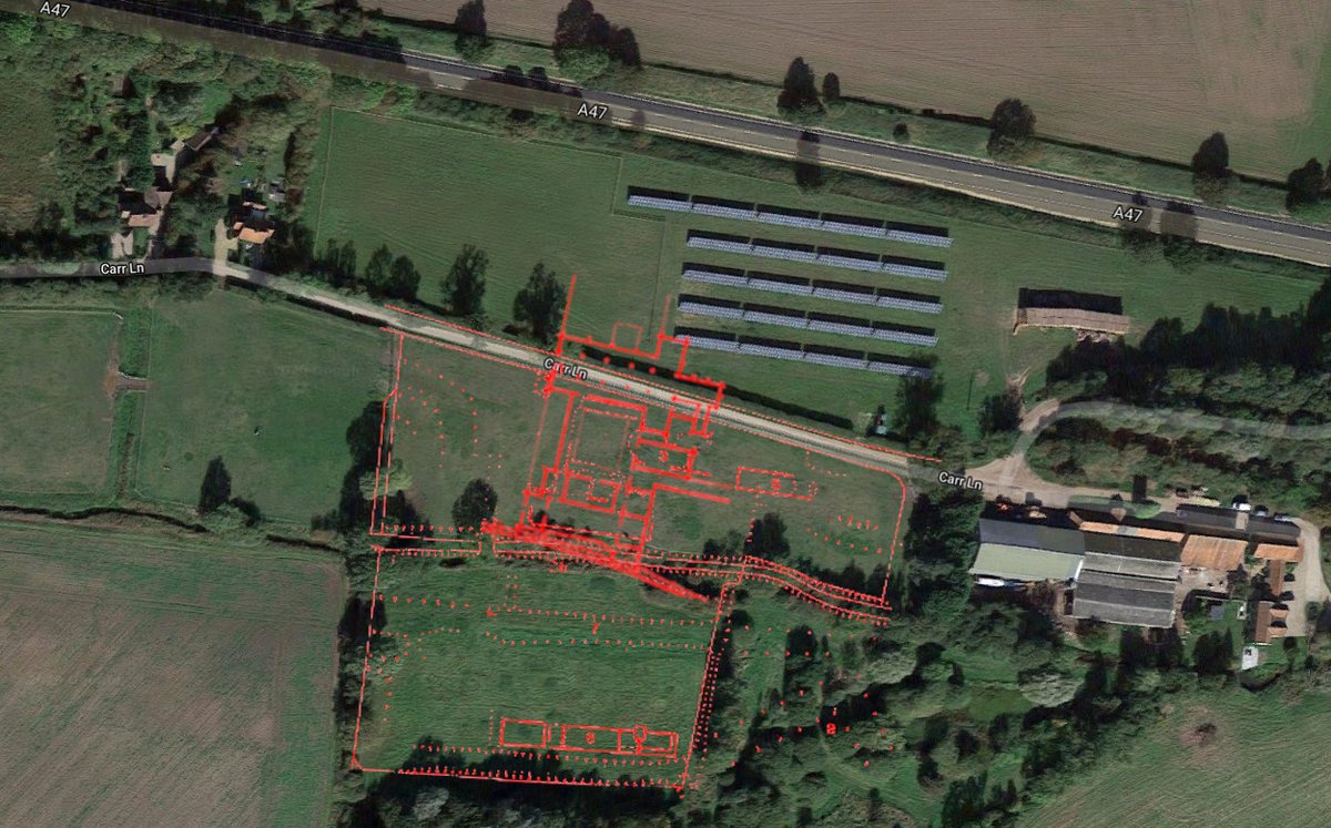 Wendling Abbey, Premont f. before 1267, £72, chopped £1536, 1810 plan and earthworks. Sadly the Googlecar did not go far enough to capture the lump of rubble that marks the SW corner of the nave. Stream rerouted and site much deterioration in recent centuries.