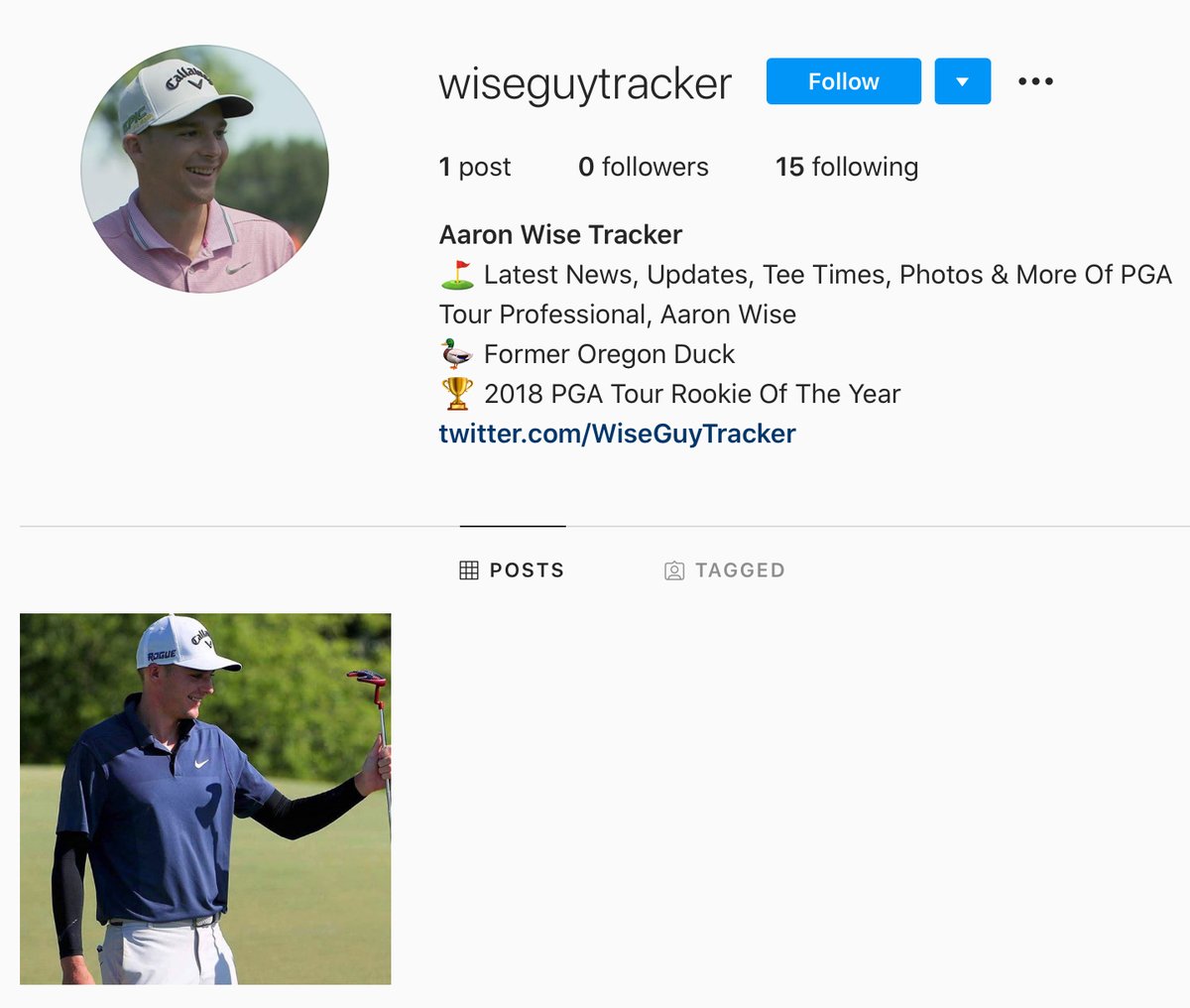 WiseGuyTracker's tweet photo. I’ve got Instagram!! I’ll be posting photos, edits and more over there. I’ll definitely still be doing live updates here & I will be most active here. Be sure to follow! Also, quick ’thank you’ to all my followers here! 😀⛳️❤️
#AaronWise #PGATour https://t.co/TRHaNze2cZ
