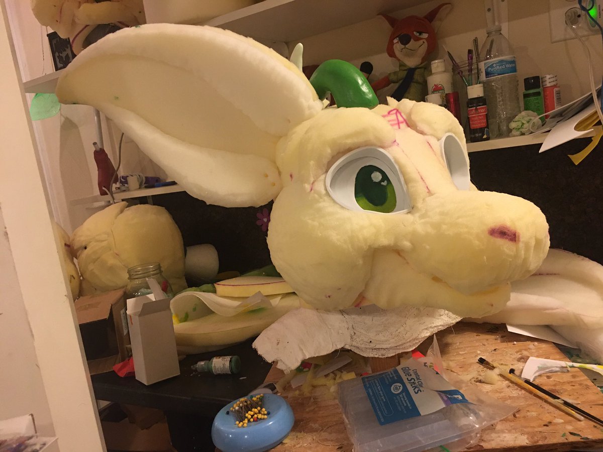 warmfuzzianimal's tweet image. making some real progress on matcha’s head tonight! #fursuitmaker #fursuit