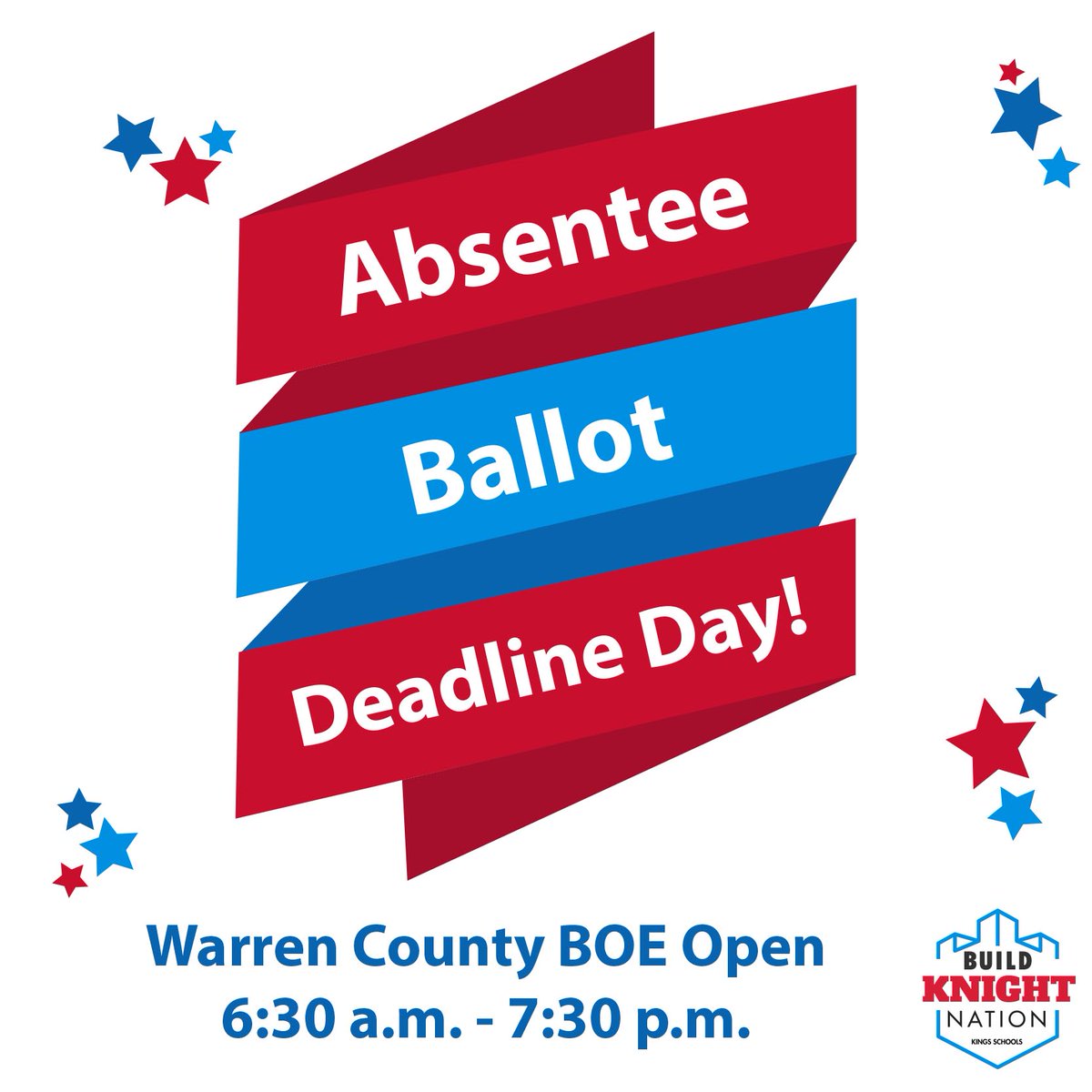 If you still have your absentee ballot you can hand deliver it to Warren County BOE all day today!!
Warren County BOE
520 Justice Drive
Lebanon, OH 45036
#todayistheday #handdeliverabsenteeballots #voteFORkings