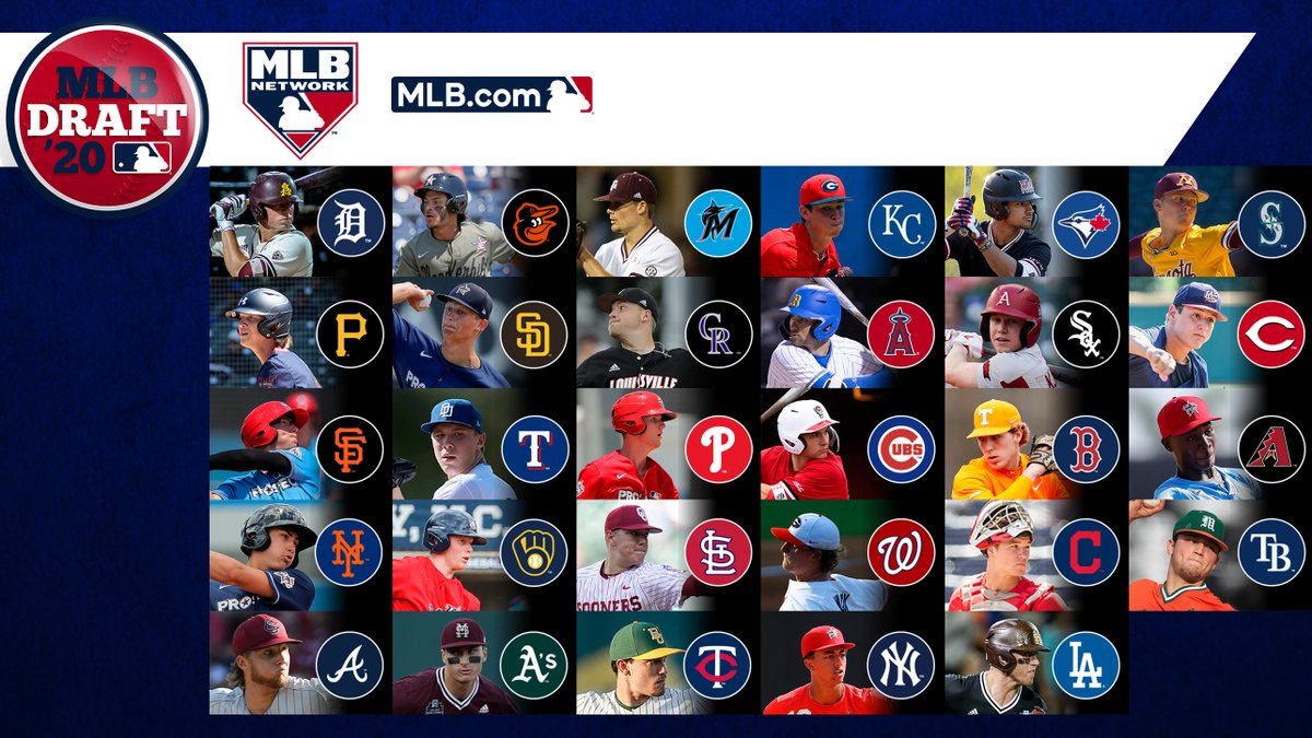 MLBPipeline's tweet image. Mock draft time!

@JonathanMayo takes his first shot at the full first round of the 2020 #MLBDraft. Here&apos;s who he has your team taking: atmlb.com/2KFPpIg