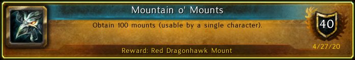 Rapidfire_moose's tweet photo. I just earned the [Mountain o' Mounts] Achievement! #Warcraft https://t.co/jdkH2aiMsR