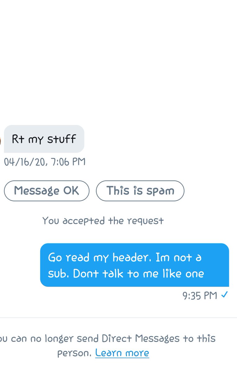 The fact that I got blocked bc someone can't read a header😂😂😂😂😂😂😂 It's ok. I have about 30 more of these messages in my inbox