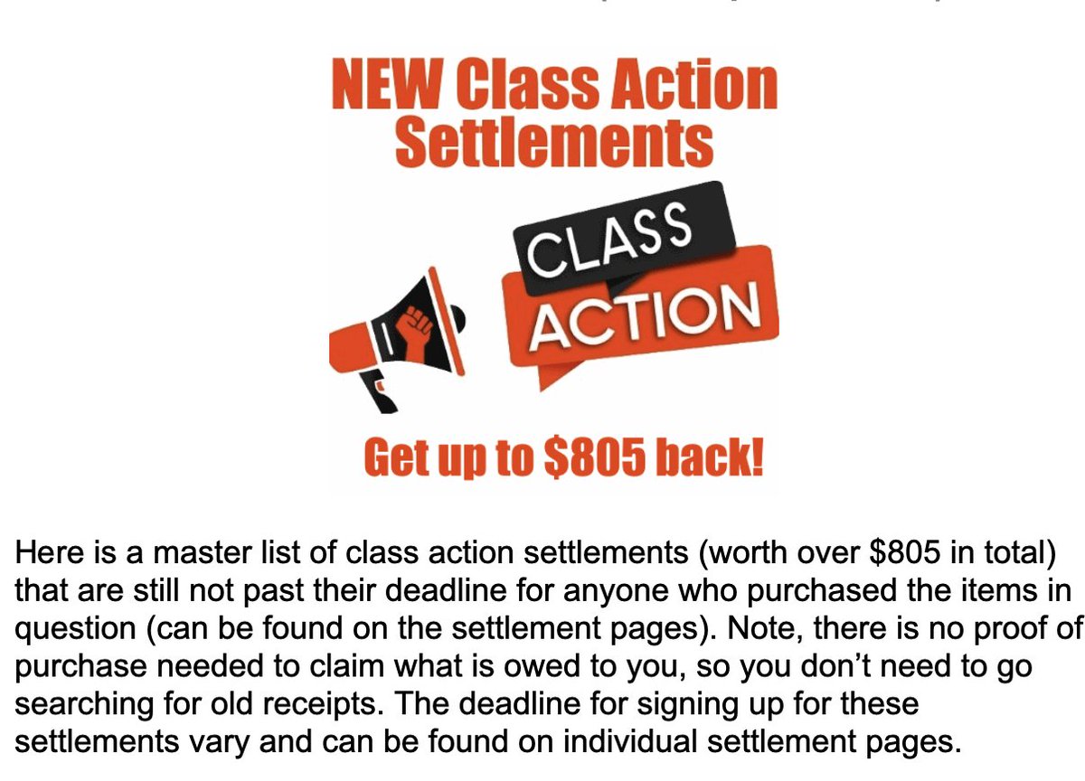 KVVRNews's tweet image. $805+ NEW Class Action Settlements (with no proof needed)
banklady.com/freemoneysettl… #Settlements #FreeStuff #MoneyOwed #CompaniesOweYouMoney