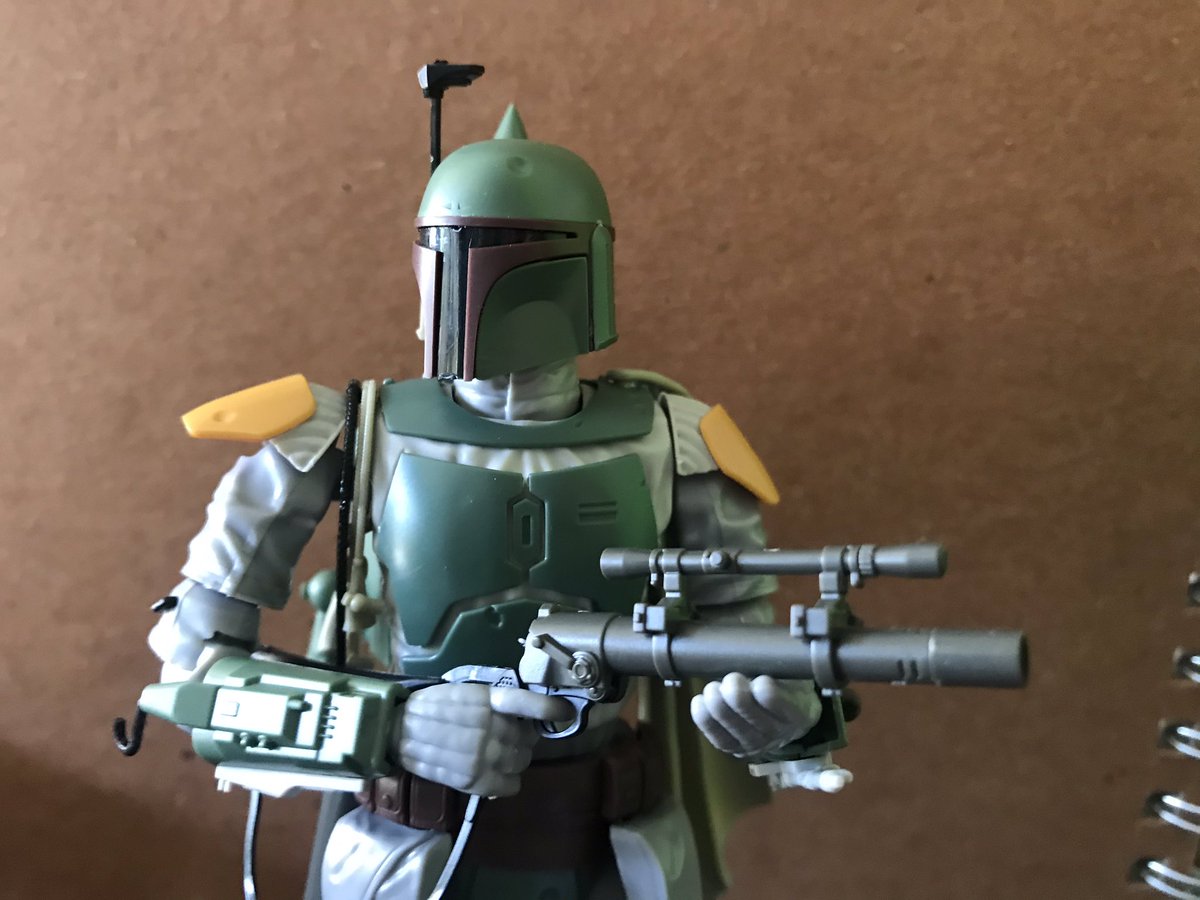 TonyDonley's tweet photo. Boba is going to need some weathering paint. It looks like it’s his first day in his new #Mandalorian Armor. #bobafett #starwars @BandaiAmerica #modelkit #modelpaint #empirestrikesback https://t.co/fhM2q0CROC