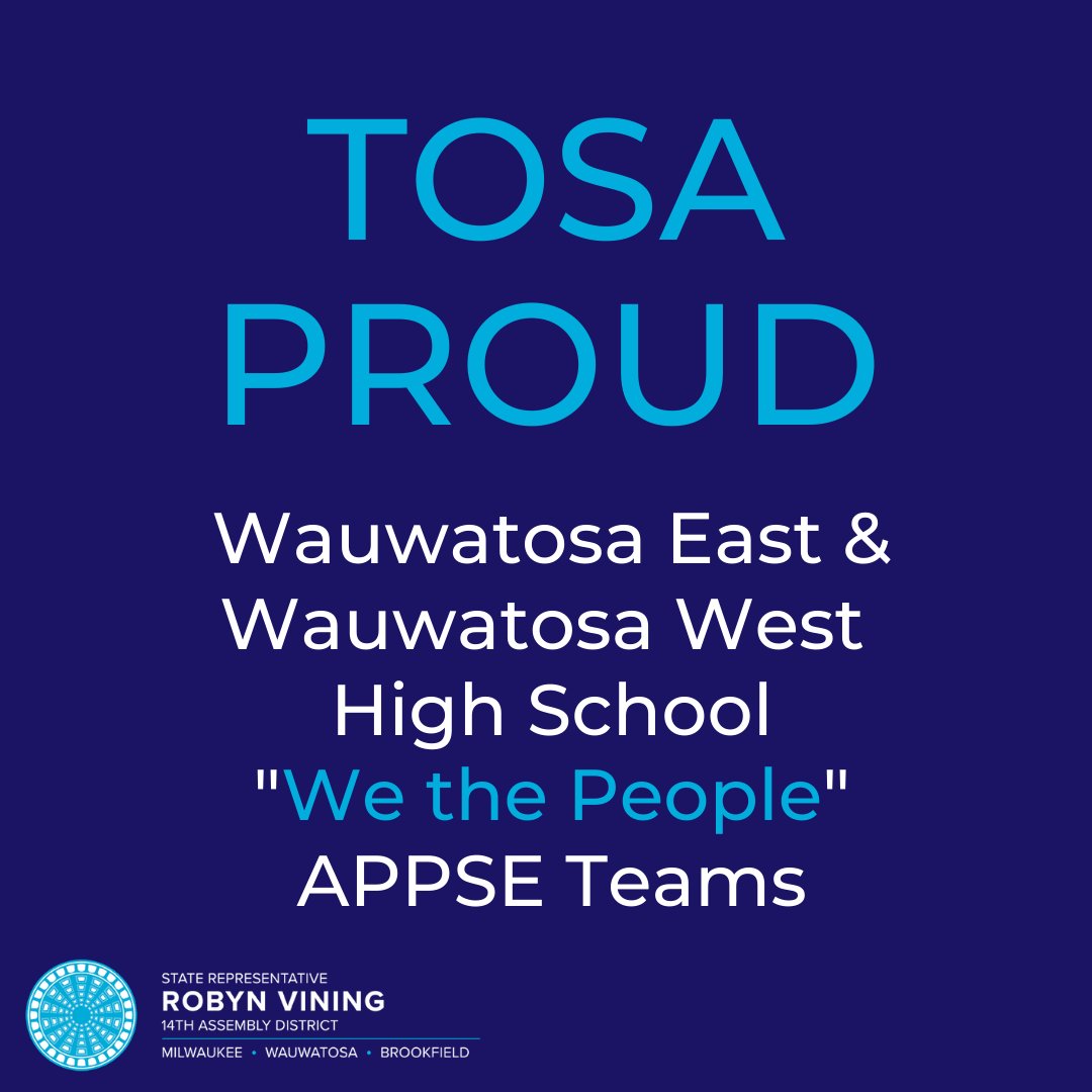 RepRobynVining's tweet photo. No matter what happens with the results tonight, we want you to know you have your community #tosaPROUD 💙❤️ You worked brilliantly together, you earned the place at nationals, & you have represented Wisconsin splendidly. We are proud of you! @tosaschools #APPSE #wethepeople https://t.co/qW9WcuXTJ5