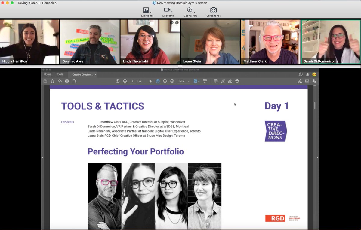 What a great conversation with thoughtful humans! Thank you @RGD for reviving your conference as a virtual event #rgdCD. And providing new grads &amp; designers some direction in a time where we need to feel more connected than ever.