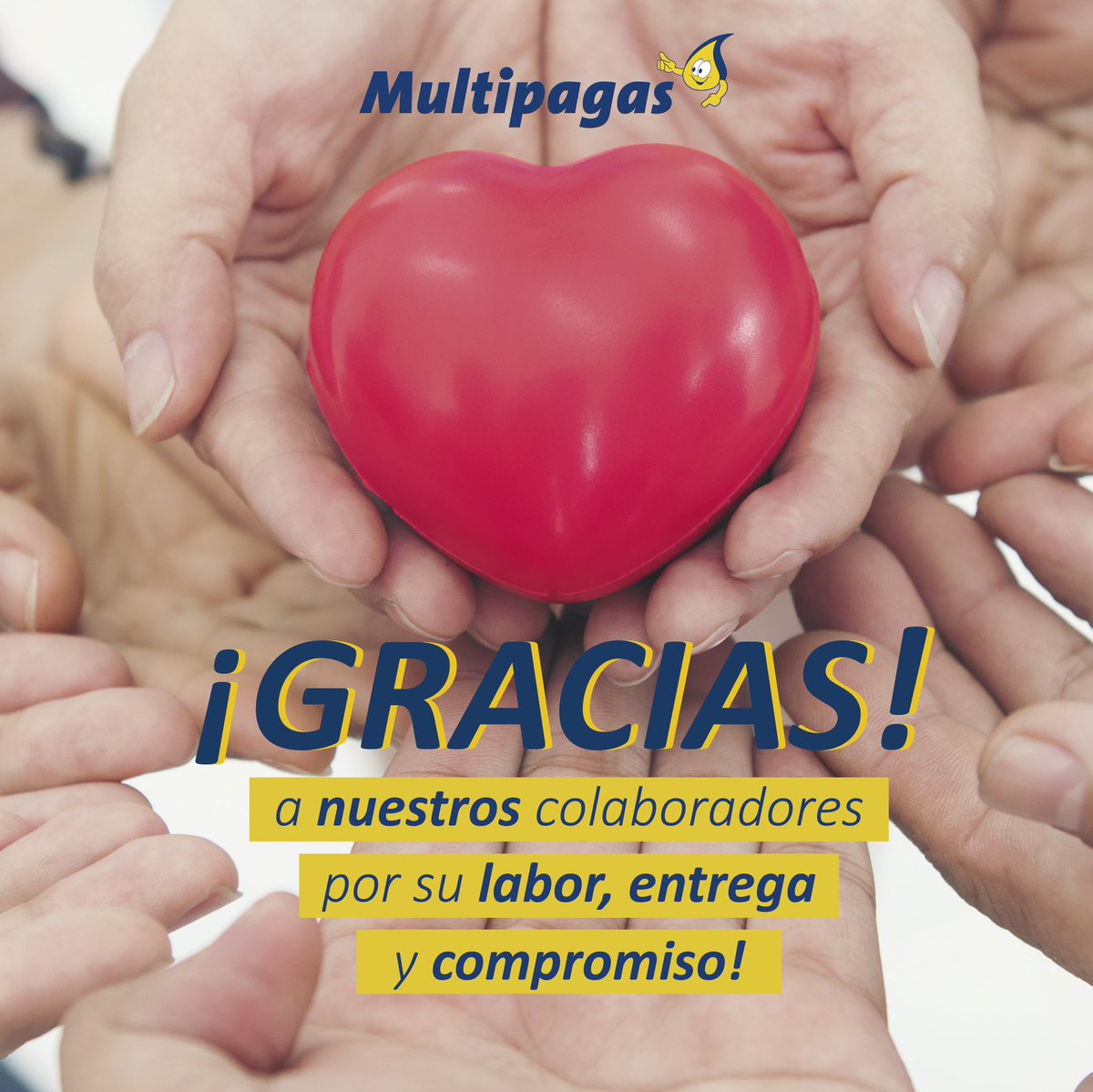 Multipagas's tweet photo. ¡GRACIAS!💛
A todos nuestros colaboradores y a cada uno de ustedes que continúa trabajando con compromiso para seguir adelante.
Sabemos que juntos en la distancia llegaremos más lejos.
#Multipagas #Colombia #gracias #YoMeQuedoEnCasa https://t.co/m8RwX4WqdT