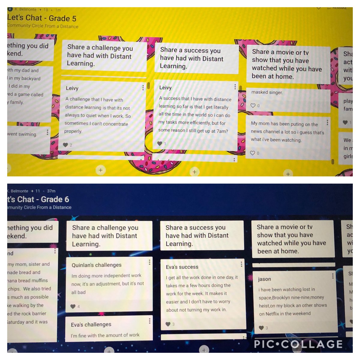 JuliePayettePS's tweet photo. Student voice during Distance Learning! Our Grade 5 and 6 S share their thoughts #DurhamDSB #DDSB #WeAreDDSB https://t.co/mZ6vjDVXQR