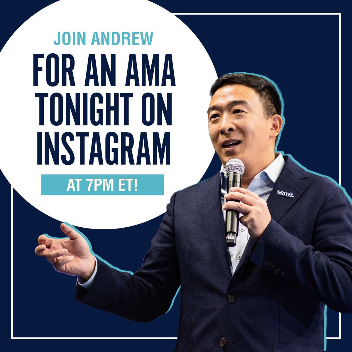 Zach_Graumann's tweet photo. Big day today. @AndrewYang is going live on Instagram at 7pm ET to talk about it. 

We’ll also take some questions 😎 https://t.co/2oOKKLStjS