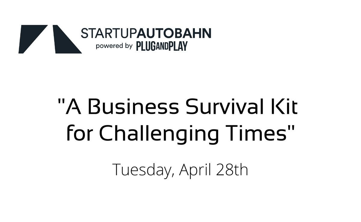 CesoniaNet's tweet photo. Tomorrow April 28th we will be part of an amazing virtual event from @StartupAutobahn powered by #PlugAndPlay with the theme "A Business Survival Kit for Challenging Times". 
Bosch, Porsche AG, Daimler AG, DXC Technology, T-Systems, Motherson Group #StartupAutobahn #plugandplay https://t.co/LKdCF83hPx