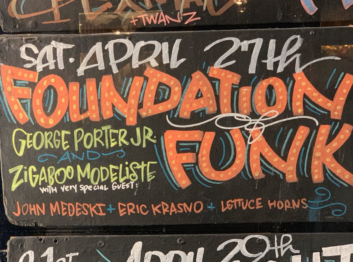 SilverbackMusic's tweet photo. That time last year #FoundationOfFunk @ZiggyModeliste #GeorgePorterJr #PhilLesh #JohnMedeski @erickrasno @lettucefunk horns @ericbennybloom @zoidis were hangin’ out and funkifying @HOBNOLA
@jazzfest 50th Anniversary
April 27, 2019
#NewOrleans #LA
⚜️🎸🥁🎹🎸⚜️ https://t.co/2CGcTixExa