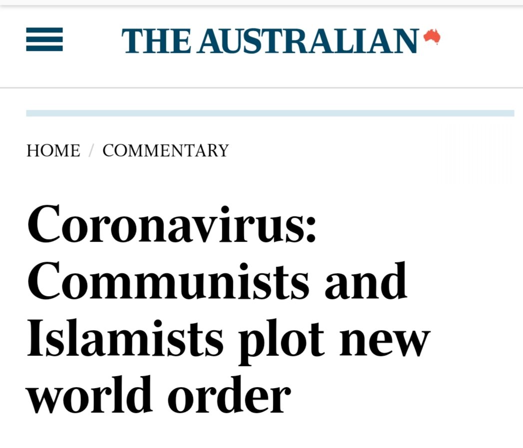 timand2037's tweet photo. Latest conspiracy theory from the #colonialmedia, having promoted war across the world: "as Western countries are ravaged by #COVID19. China, Iran and Russia are uniting in a radical disinformation campaign to strike at the heart of the free world order β the United States." https://t.co/Ih1XCog1sw