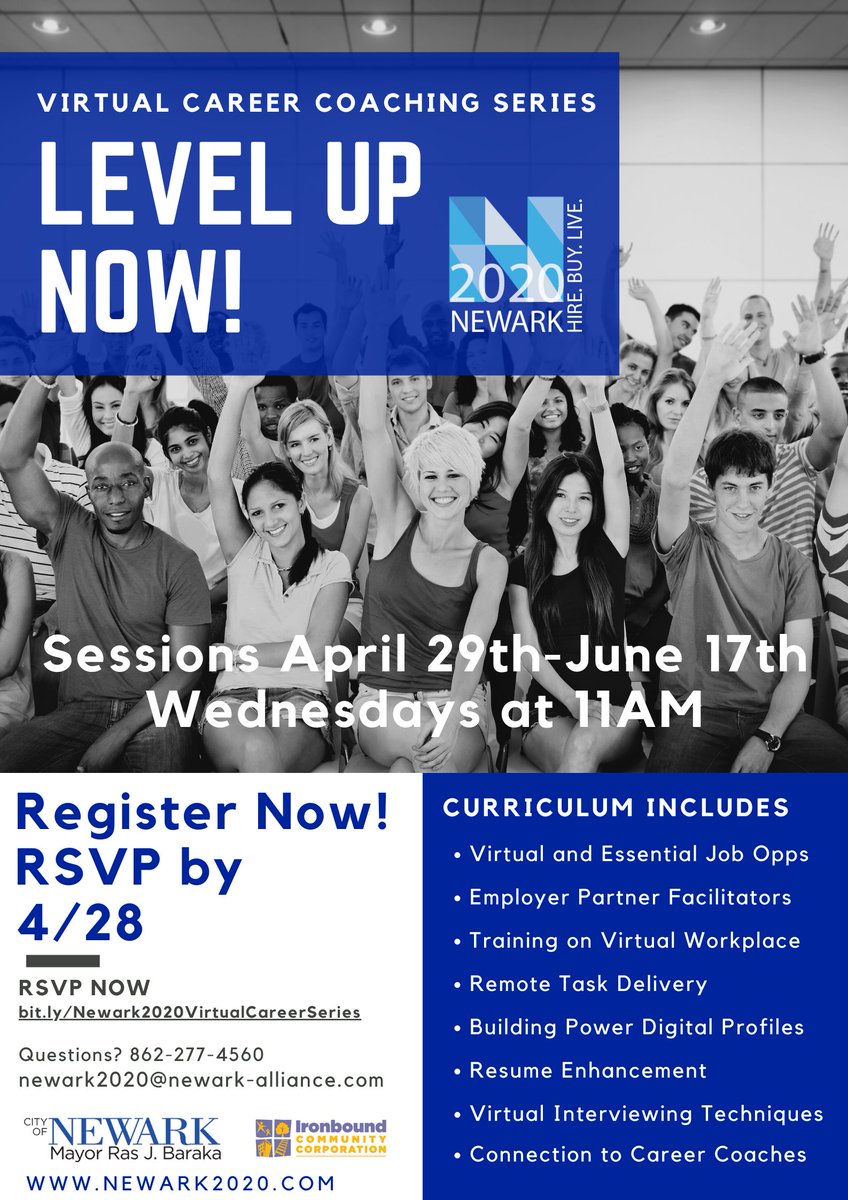 We are teaming up with @NewarkAlliance_ and @IronboundCC to launch the #Newark2020 Virtual Career Coaching series for job seekers. Read more online at newarknj.gov/news/city-of-n….

Register - bit.ly/Newark2020Virt…