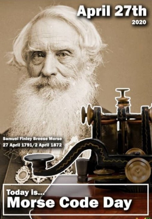 Carlos_tmk's tweet image. #todayisMorseCodeday #HoyEsElDiaDelCodigoMorse @bono_vux @CE2RSA @CE3AA @Federachi  @HamRadioWorld @CE7RCM @ce3rin @RCDECHILE @radioclubvicuna @ce2rev @CE1LOA @ce6tc @RC_CE4RG @ce1rra @CE2AA @CE1RKV @CE3BSC El 27 de abril de 1791 nace en Charlestown (EE.UU.) Samuel Morse.