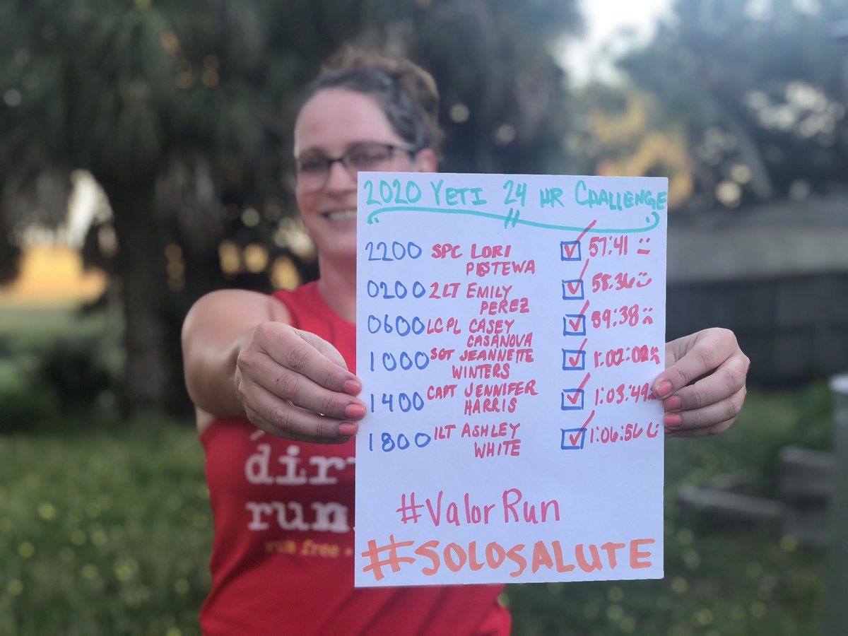 runfreerunner's tweet photo. 6 rounds, 5 miles each, one every 4 hours. Last round dedicated to 1LT Ashley White, who would have crushed me for this entire workout. Humbled by these women and this challenge. ππ½ββοΈ β° #Yeti24HourChallenge @valorrun #solosalute https://t.co/i2OWWQ0vMi