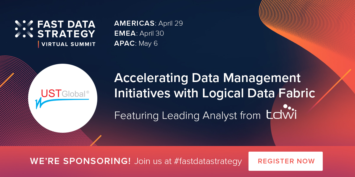 USTglobal's tweet image. Join us on April 29th at 9 AM (PDT) for the @Denodo Fast Data Strategy Virtual Summit to learn how to accelerate your #data initiatives. Register: hubs.ly/H0pWTK-0 #fastdatastrategy #denodo #datavirtualization #datamanagement #USTGlobal