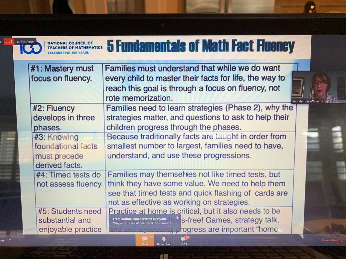 LynneAllen68's tweet photo. Enjoying a great webinar with Jennifer Bay-Williams:  Engaging Families in Math Fact Fluency  @NCTM #nctm100
@Jhafner413 @MrsSteelKeelor https://t.co/jiMepCaAb2