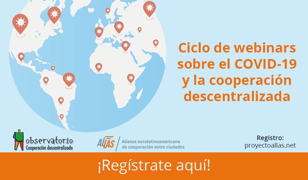 ProyectoALLAs's tweet photo. AL-LAs y el Observatorio de Cooperación Descentralizada invitan a un ciclo de reflexión sobre el papel de la acción internacional de las ciudades, en particular, la cooperación descentralizada como respuesta a la crisis del #COVIDー19

¡Participa!

➡️https://t.co/jJc3lXLPZa⬅️ https://t.co/TssEDjiG1Y