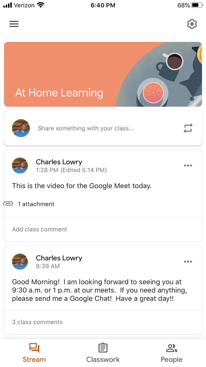 LowryCharles's tweet photo. Building relationships through Google Meets and daily announcements.  @ReevesHinger #CISDRocks https://t.co/5fZ4hPgWLy